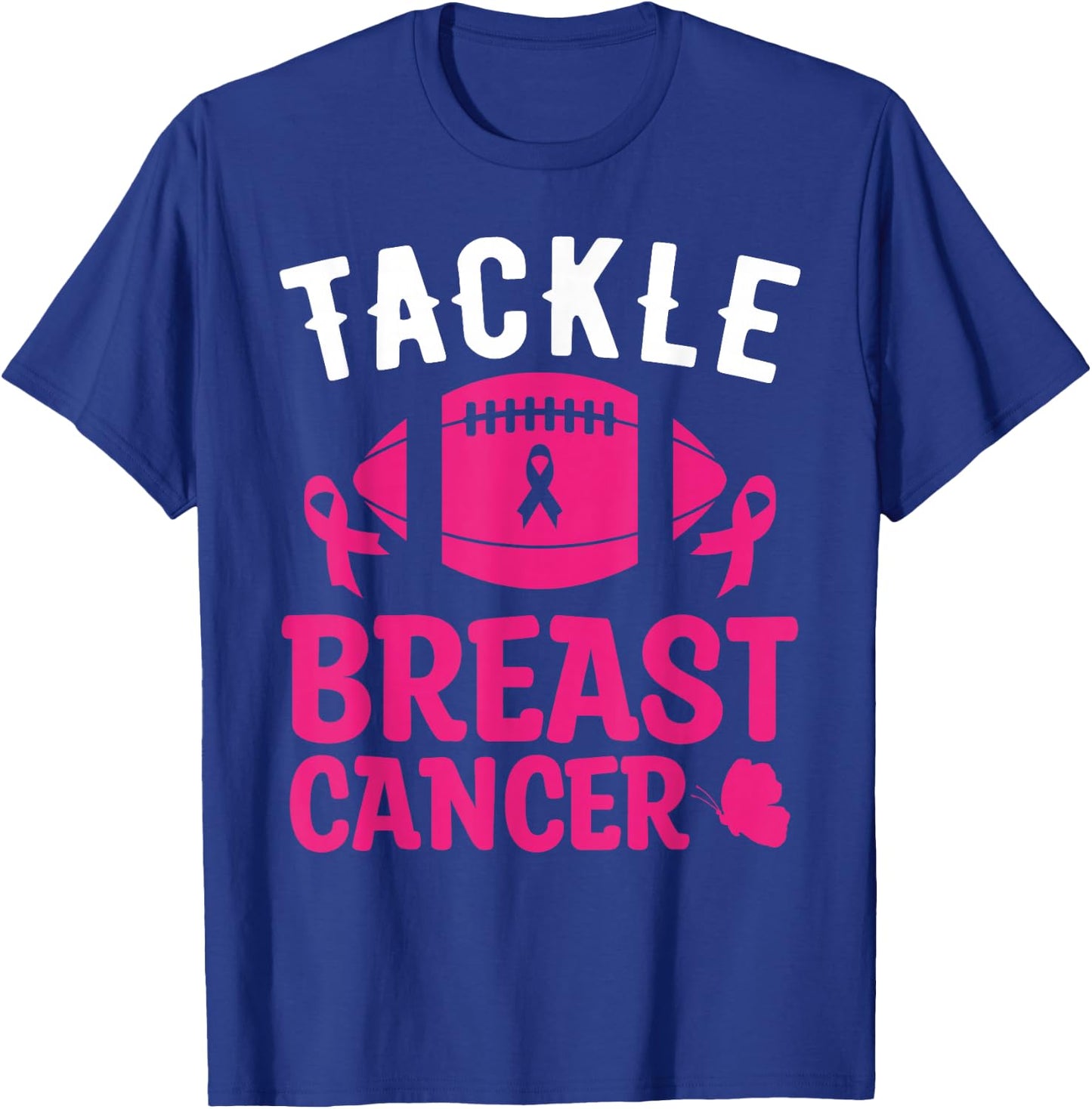 Breast Cancer Awareness Football Tackle Breast Cancer T-Shirt - T-Shirt | Royal