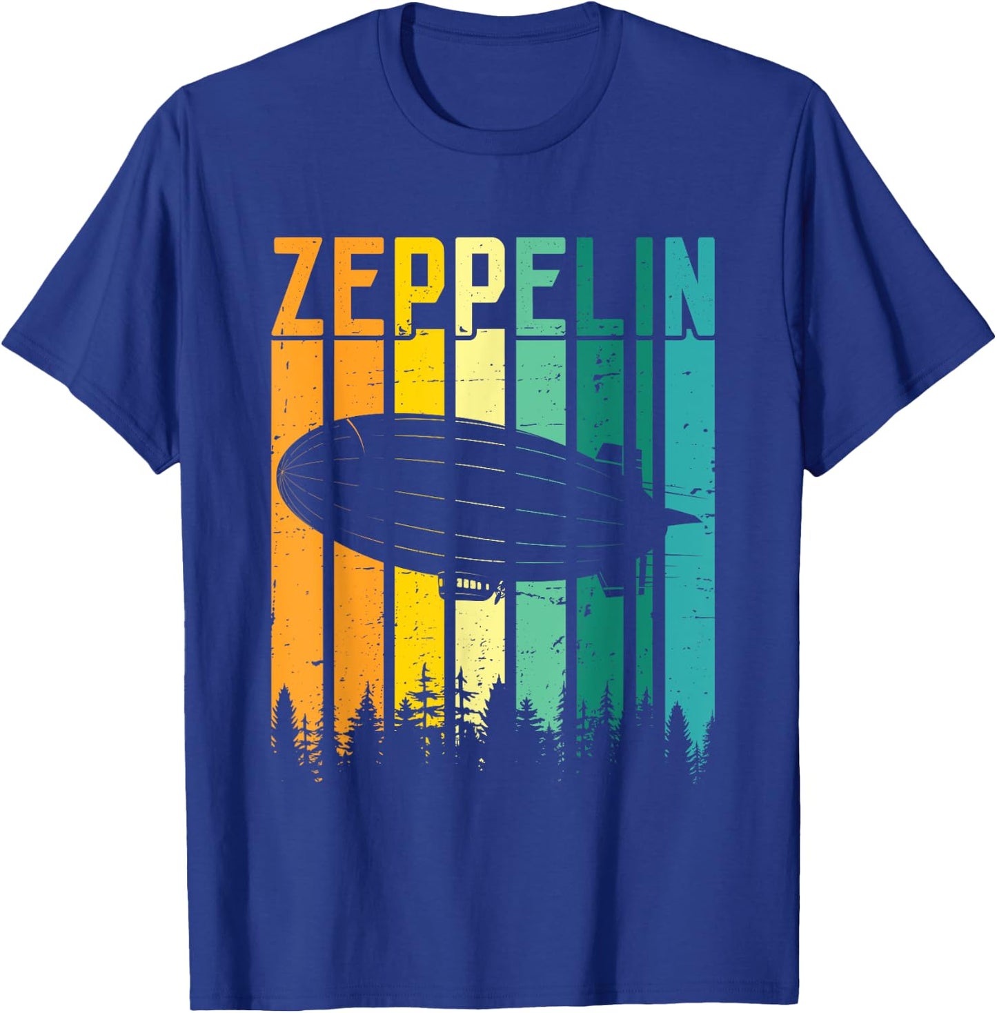 Retro Zeppelin 70s 80s Dirigible Airship Zepelin Zepplin T-Shirt - T-Shirt | Royal