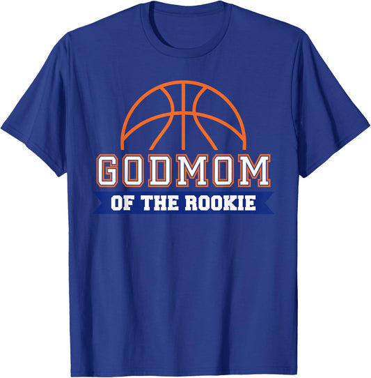 Godmom of Rookie 1st Birthday Basketball Theme Matching T-Shirt - T-Shirt | Royal
