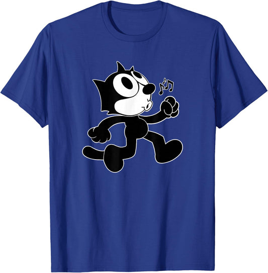 Felix Cartoon Whistling and Walking Music Notes Felix T-Shirt - T-Shirt | Royal