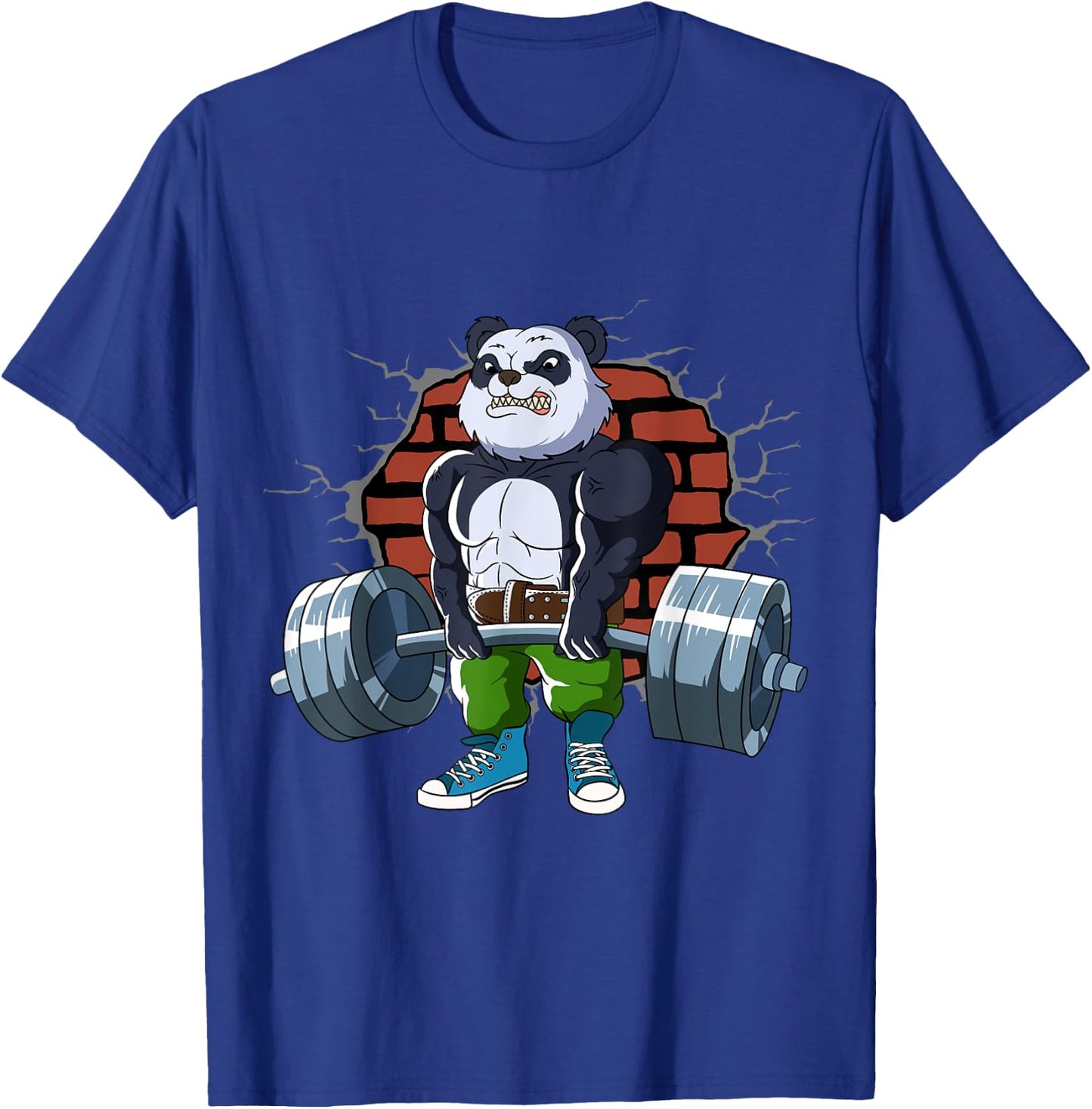 Bodybuilding and weightlifting designs Fitness Panda gains doing Deadlift Workout Training Gym T-Shirt - T-Shirt | Royal