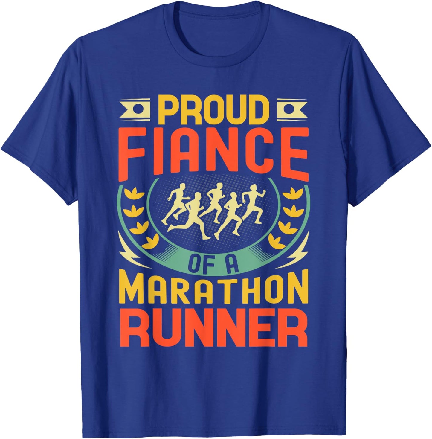 Proud Fiance of a marathon runner gifts retro vintage T-Shirt - T-Shirt | Royal