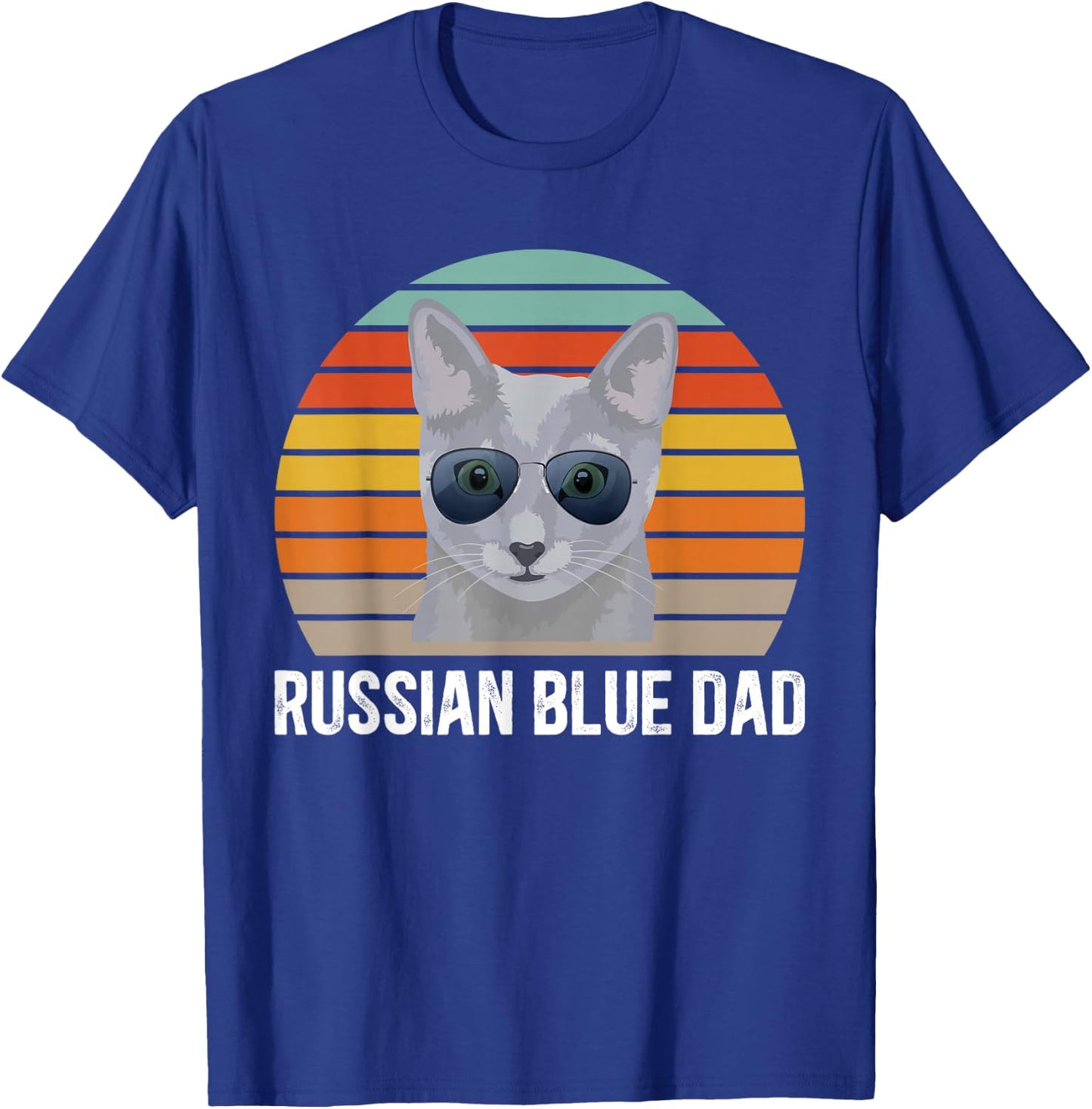 Russian Blue Dad Retro Russian Blue Cat Owner Girls Kids T-Shirt - T-Shirt | Royal
