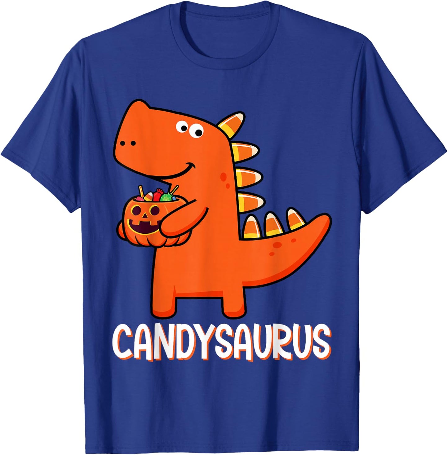 T-Rex Candysaurus Candy Corn Dinosaur Halloween Toddler Kid T-Shirt - T-Shirt | Royal