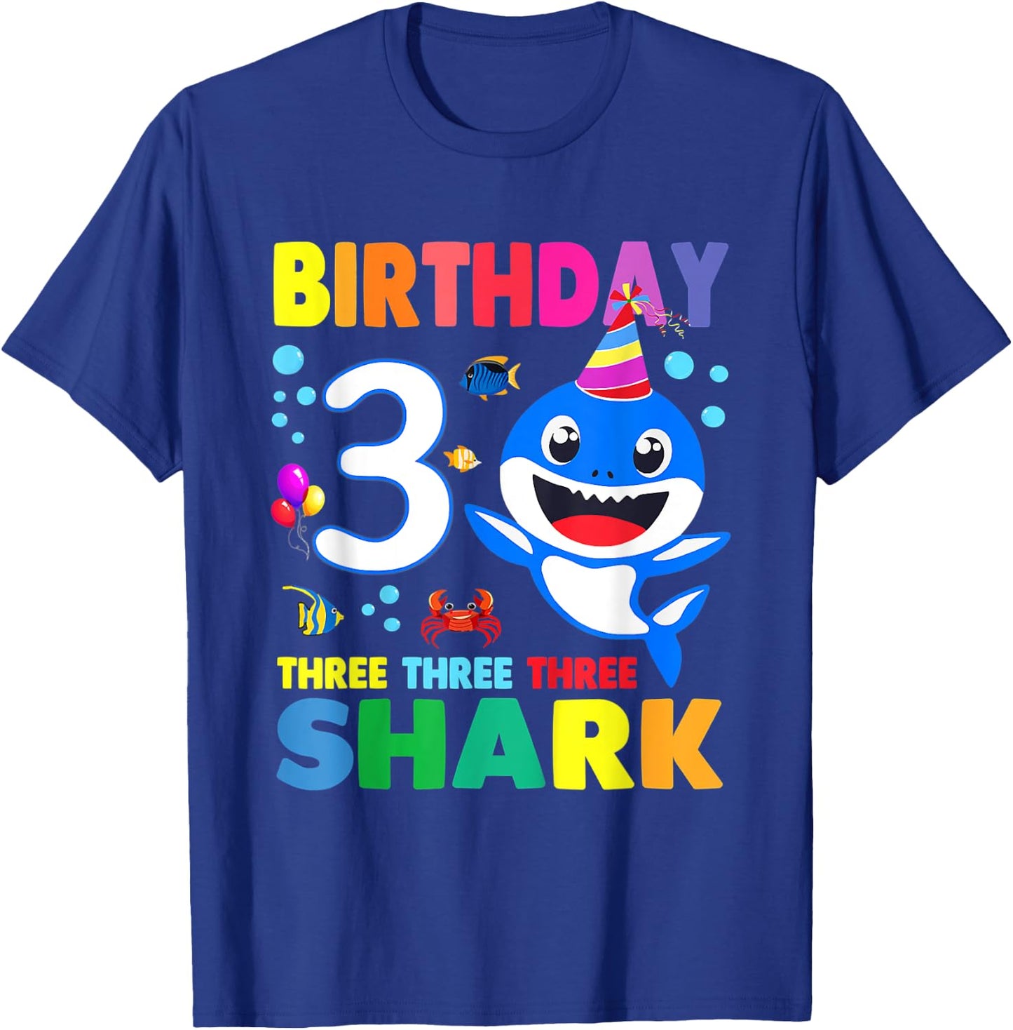 Birthday Kids Shark 3 Year Old 3rd Birthday Matching Family T-Shirt - T-Shirt | Royal