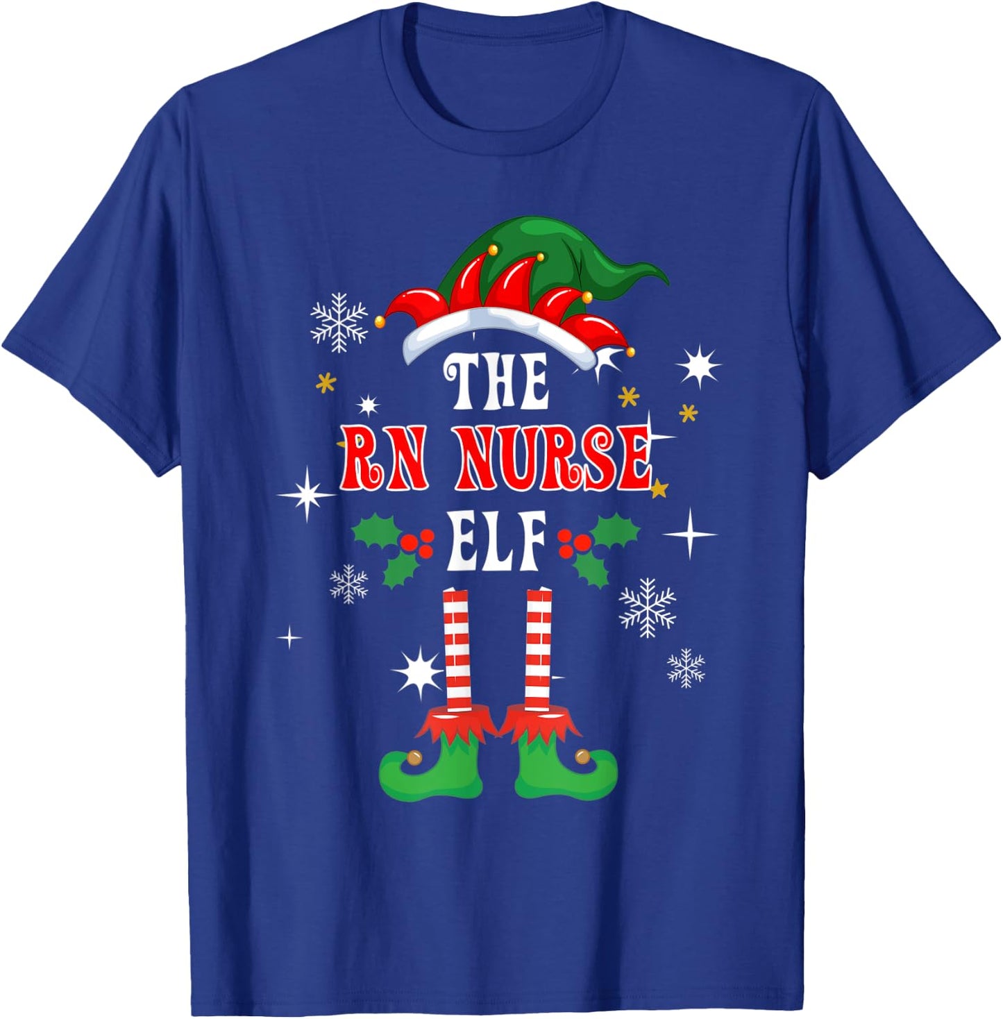 RN Nurse Elf Christmas Winter Holiday Family Matching Pajama T-Shirt - T-Shirt | Royal