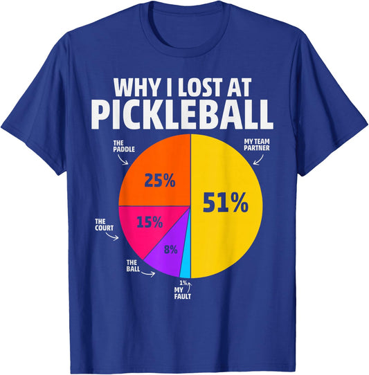 Why I Lose at Pickleball - Humorous Pickleball T-Shirt - T-Shirt | Royal