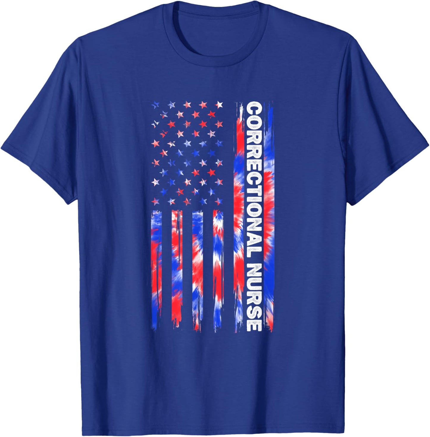 Correctional Nurse Nursing Tie Dye American Flag 4th Of July T-Shirt - T-Shirt | Royal