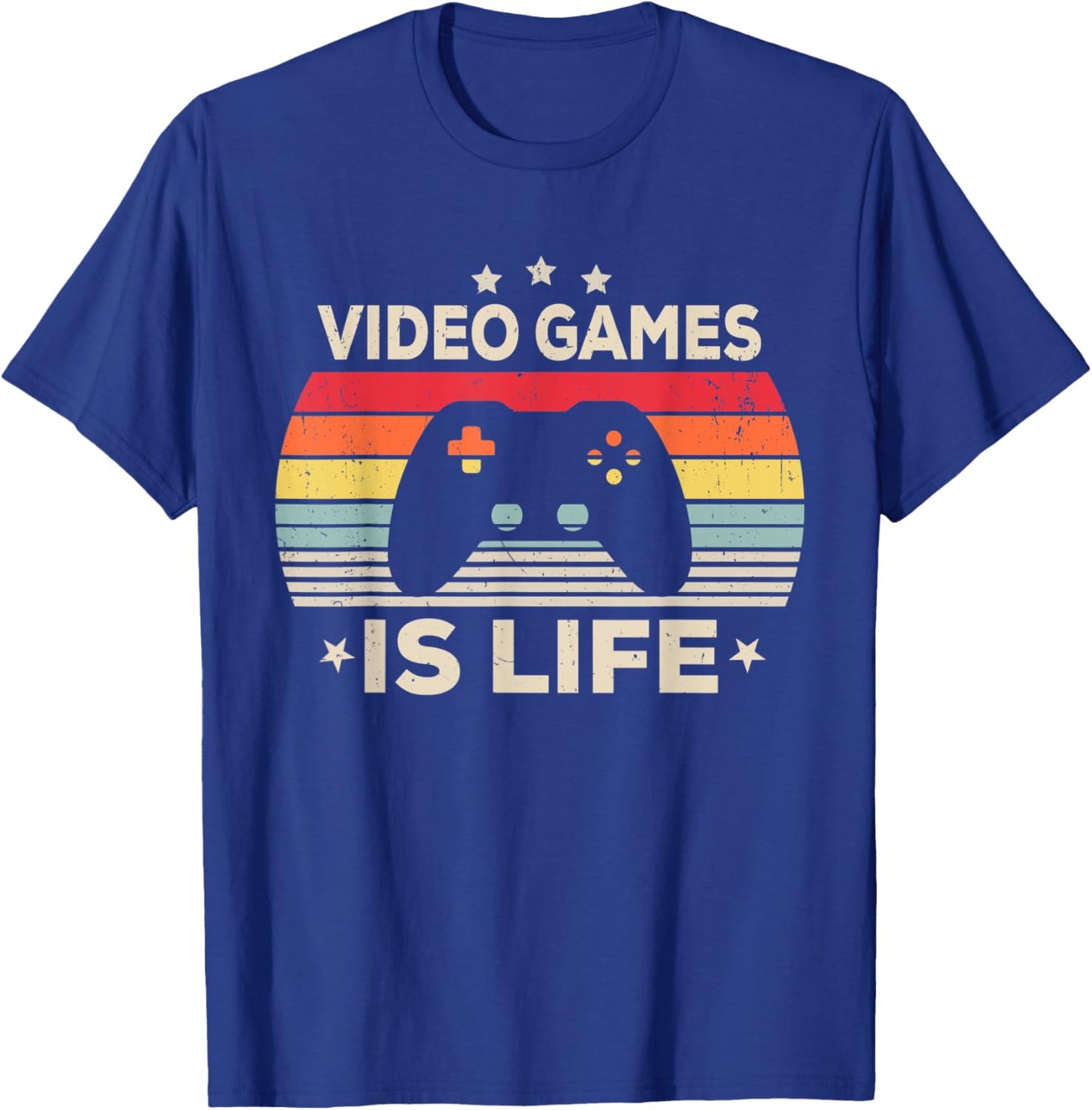 Video Games Is Life Girl Women Men Boys Gamer Gaming Vintage T-Shirt - T-Shirt | Royal