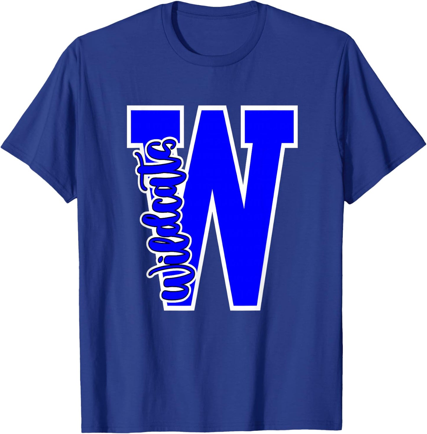 Wildcats Letter School Spirit Royal Blue White T-Shirt - T-Shirt | Royal