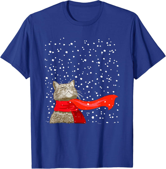 Cats Play Snow Winter Funny Cat Lover Merry Christmas T-Shirt - T-Shirt | Royal