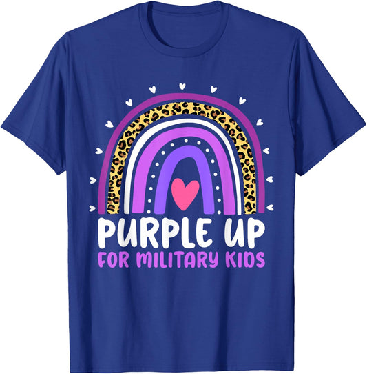 Purple Up for Military Kids Month Military Child Rainbow Small T-Shirt - T-Shirt | Royal