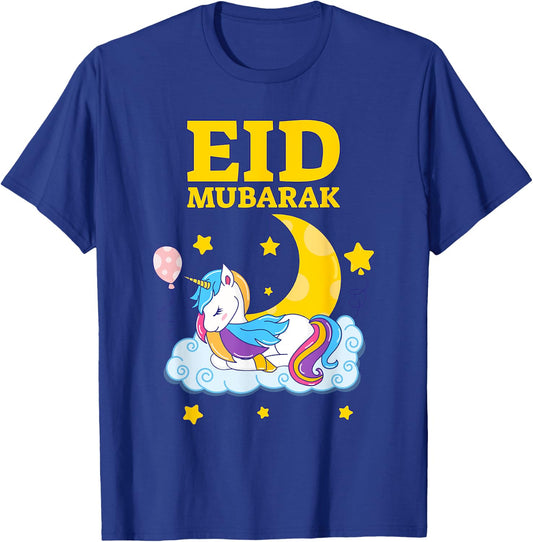Eid Mubarak Present for kids Mom Girls Eid Mubarak Unicorn T-Shirt - T-Shirt | Royal