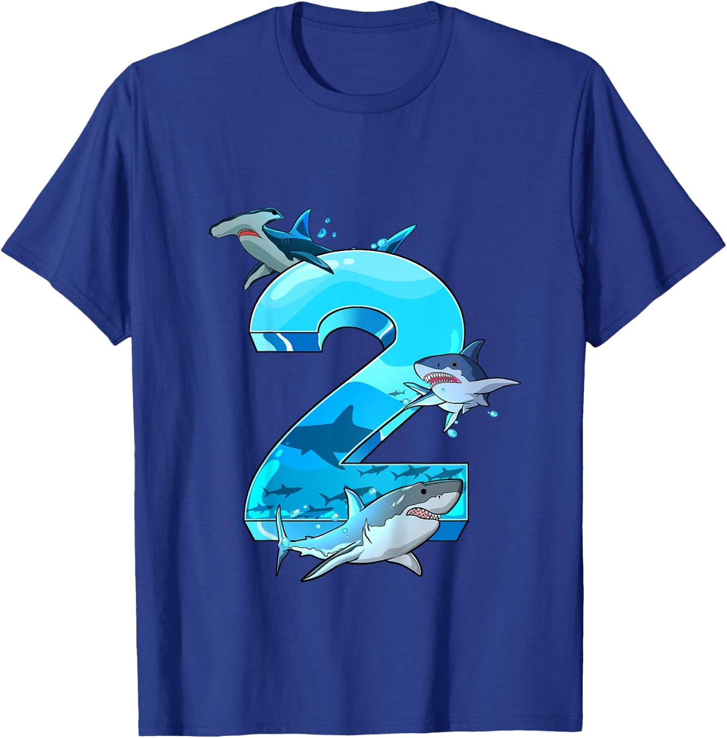 Kids Shark Boy 2 Years Birthday Child Children Birthday T-Shirt - T-Shirt | Royal