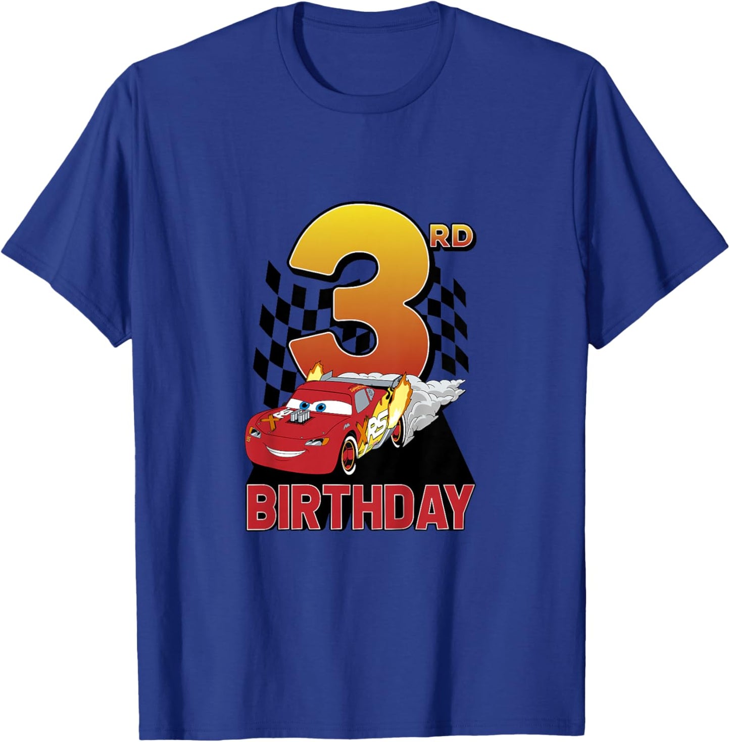 Kids Disney Pixar Cars Lightning McQueen Youth 3rd Birthday T-Shirt - T-Shirt | Royal
