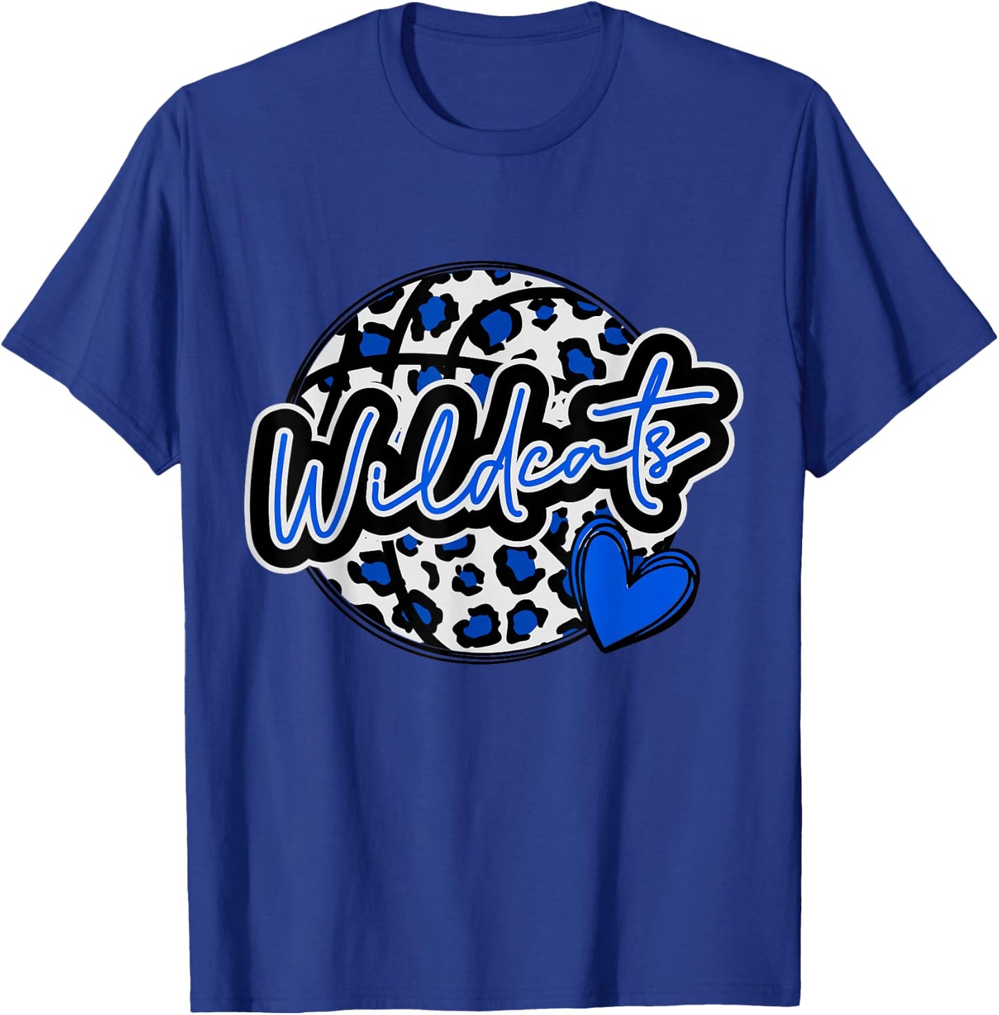 Leopard Cheetah Basketball Wildcats Blue Spirit Game T-Shirt - T-Shirt | Royal