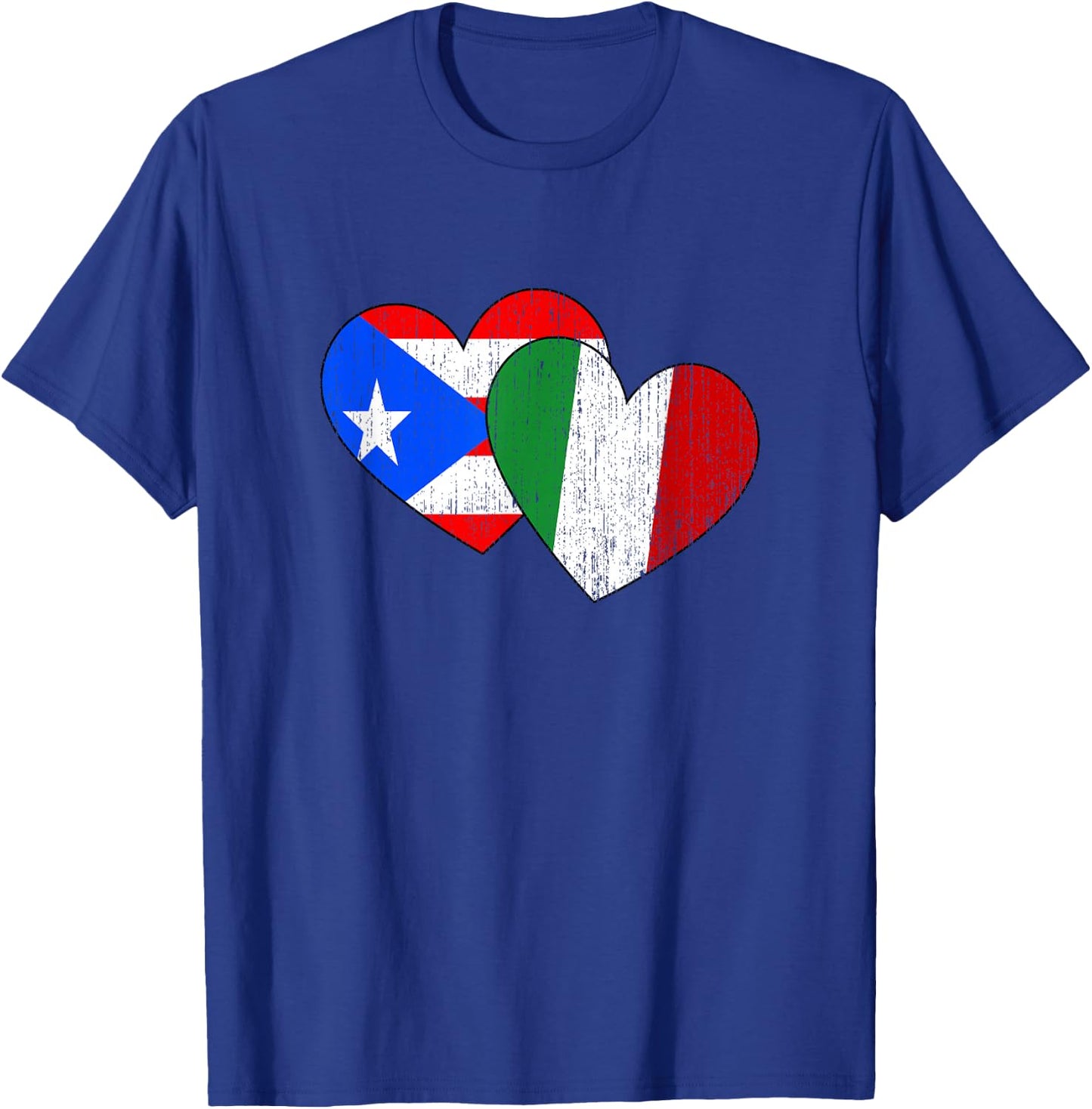 Half Italian And Puerto Rican Rico Italy Flag Heart Boricua T-Shirt - T-Shirt | Royal