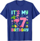 It's My 7th Birthday Flamingo Shirt Hawaii 7 Yrs Old Girl T-Shirt - T-Shirt | Royal