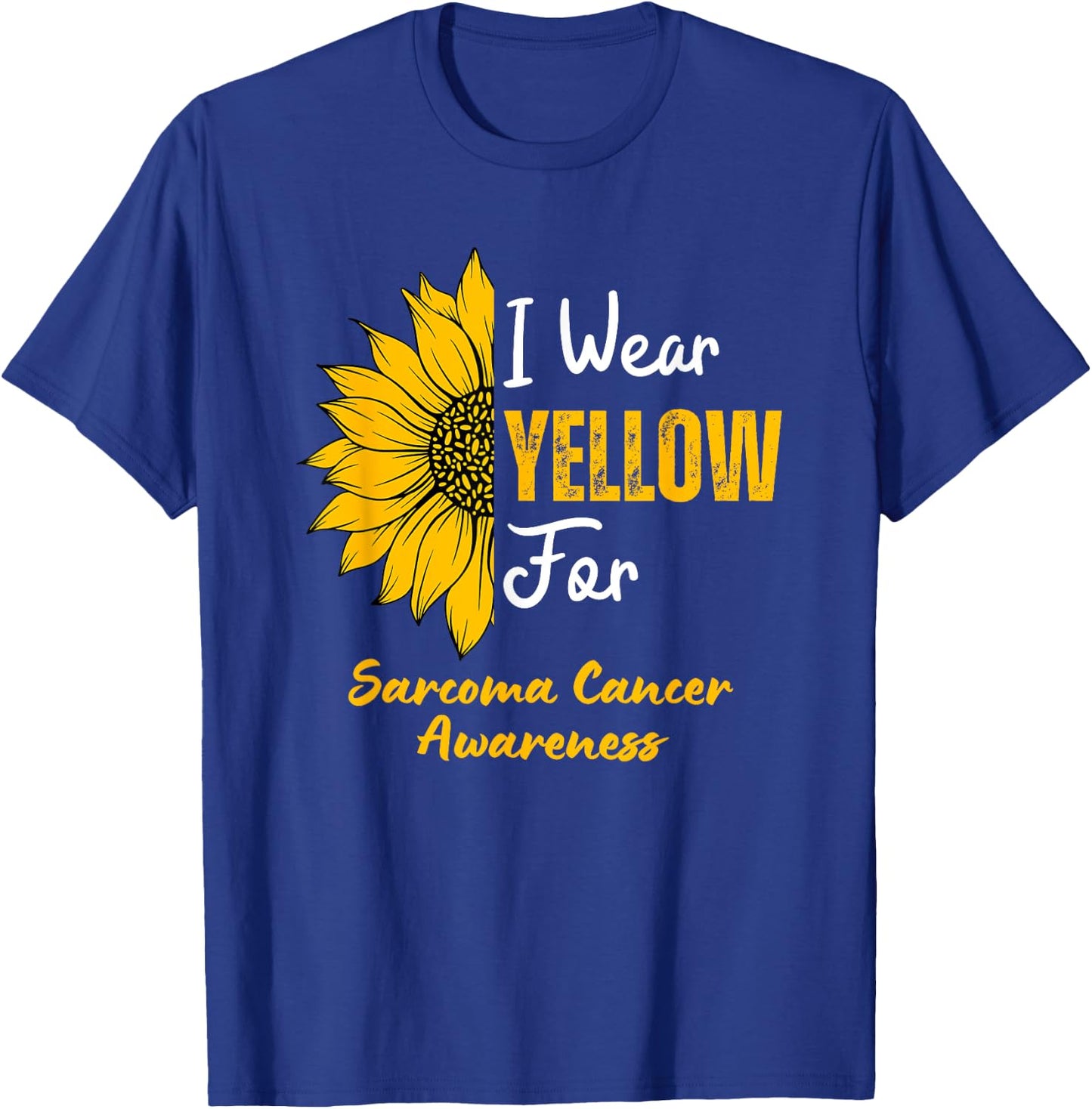 I Wear Yellow for Sarcoma Cancer Awareness Sunflower T-Shirt - T-Shirt | Royal