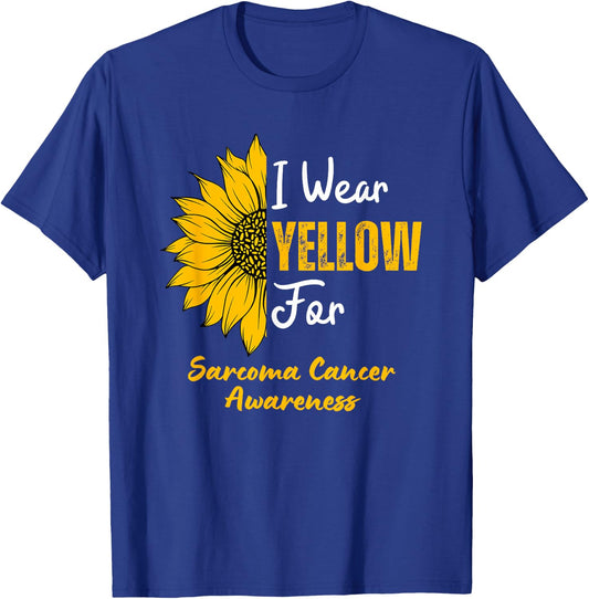 I Wear Yellow for Sarcoma Cancer Awareness Sunflower T-Shirt - T-Shirt | Royal