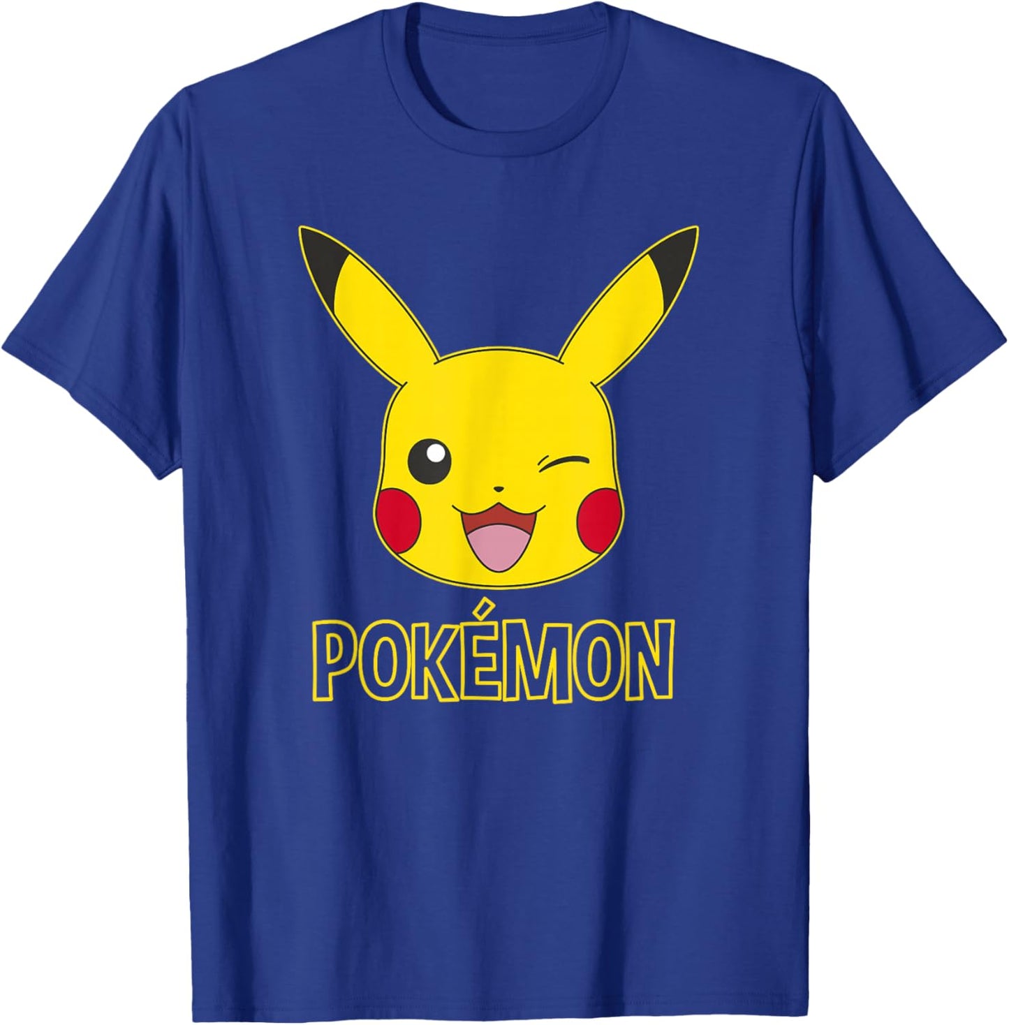 Pokémon Pikachu Cute Wink Classic Logo T-Shirt - T-Shirt | Royal