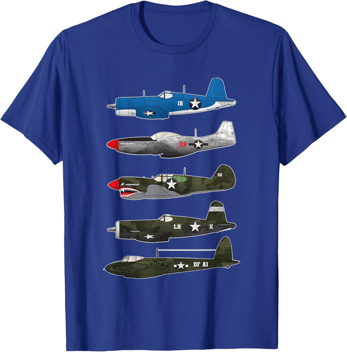 American Planes WW2 Warbirds P51 Mustang B-17 Fortress Gift T-Shirt - T-Shirt | Royal