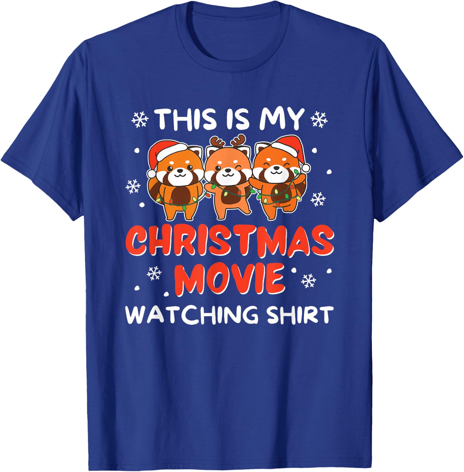 Red Panda Christmas Movie Watching T-Shirt - T-Shirt | Royal