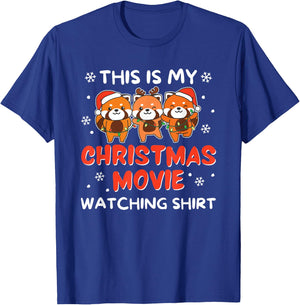 Red Panda Christmas Movie Watching T-Shirt - T-Shirt | Royal