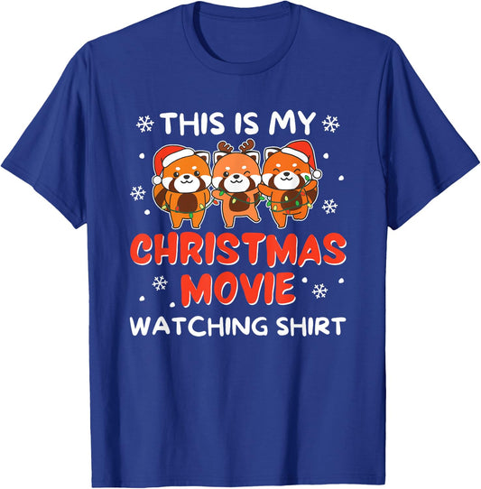 Red Panda Christmas Movie Watching T-Shirt - T-Shirt | Royal