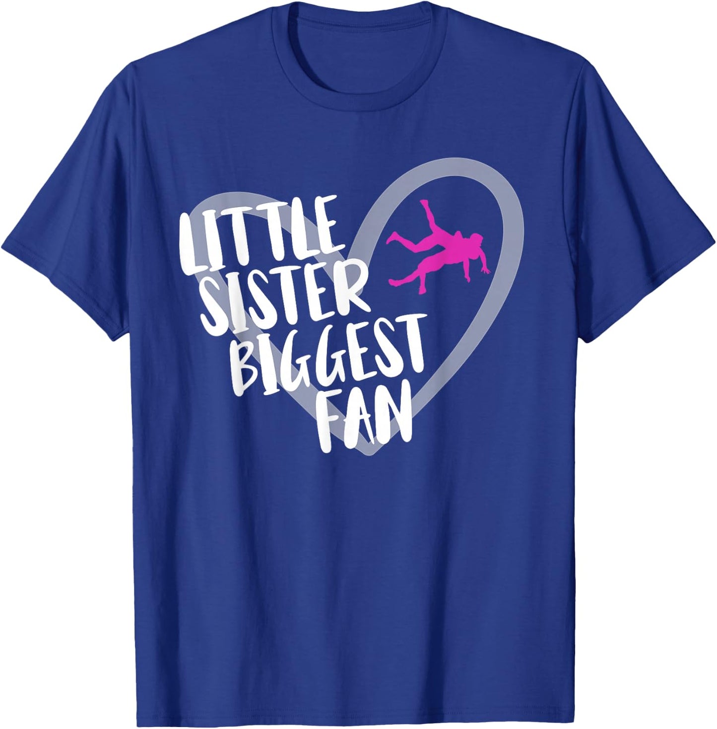 Wrestling Sister Heart Little Sister Biggest Fan T-Shirt - T-Shirt | Royal