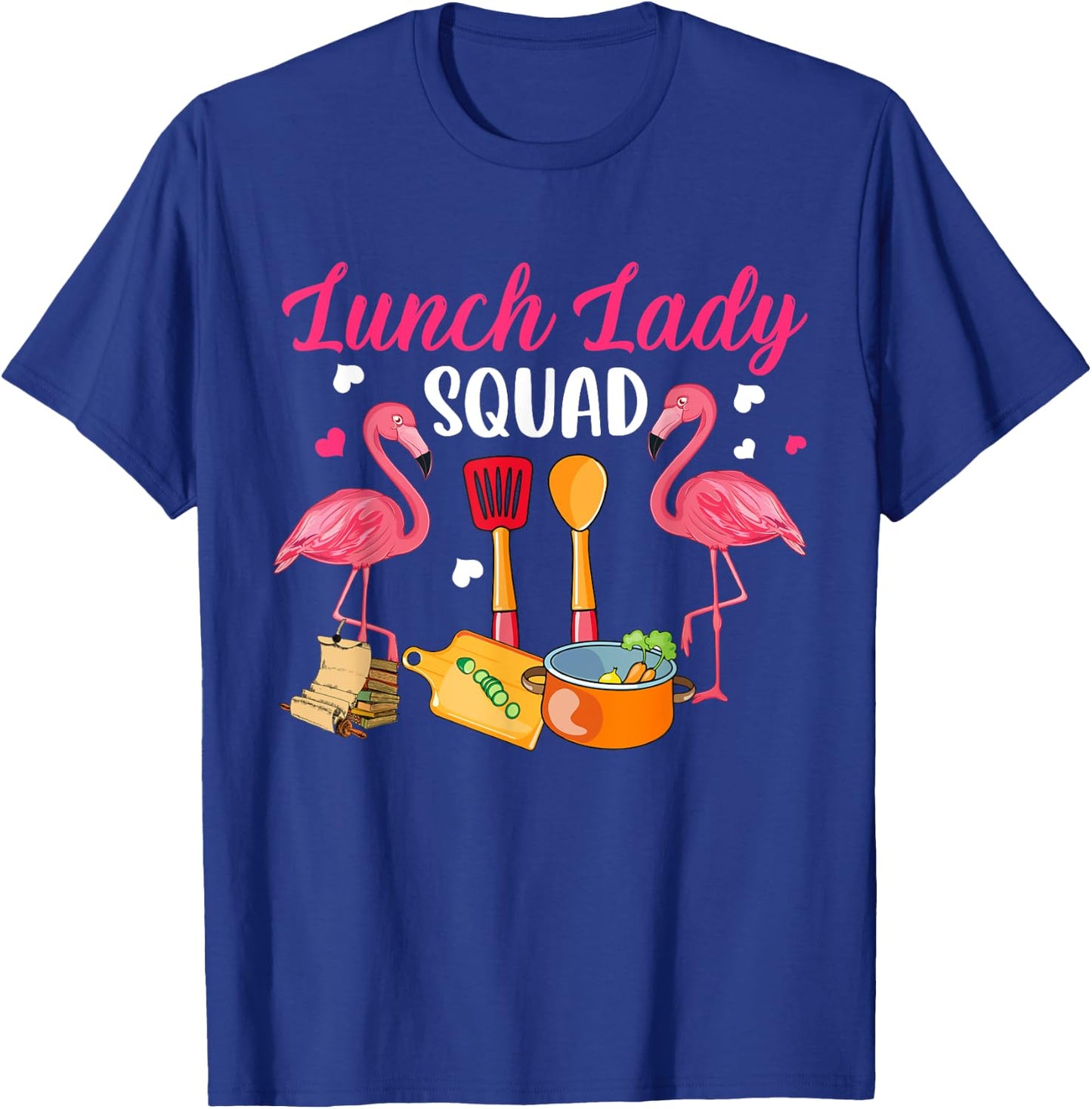 Lunch Lady Squad Couple Cute Flamingos Matching Proud Job T-Shirt - T-Shirt | Royal