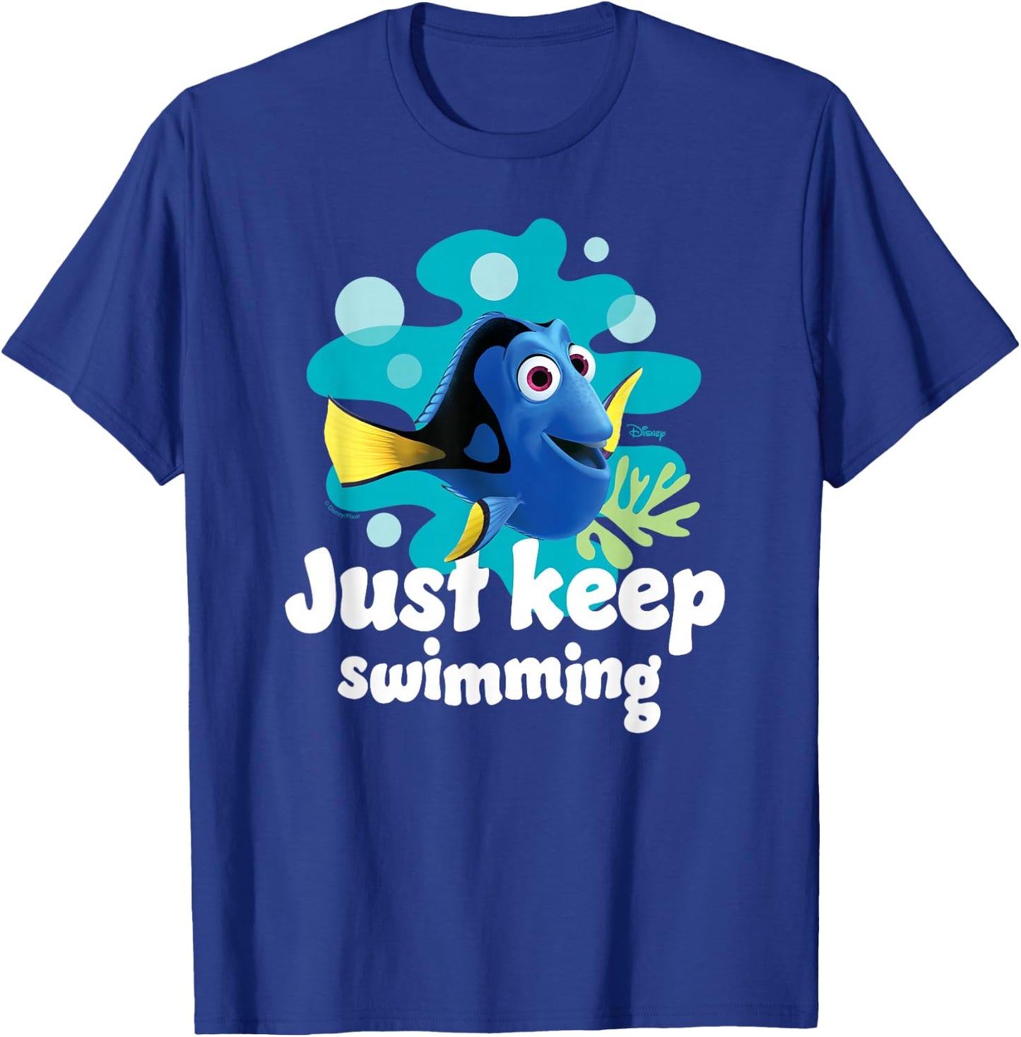 Finding Nemo - Dory Just Keep Swimming T-Shirt - T-Shirt | Royal