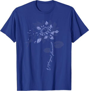 Sunflower Esophageal Cancer Awareness Ribbon Team Family T-Shirt - T-Shirt | Royal