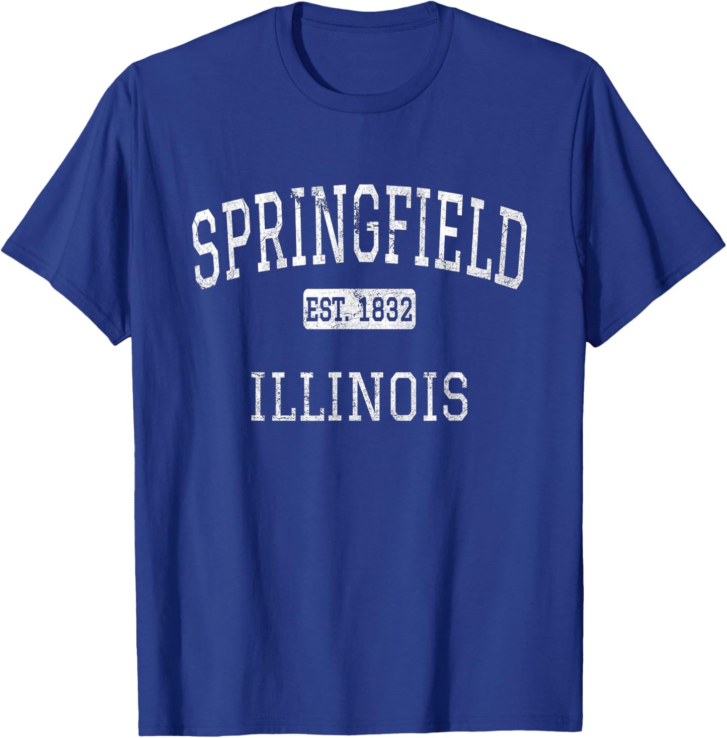 Springfield Illinois Vintage - -Adults, Black, Small, Short Sleeve, , Classic Fit, Cotton Blend, Vintage, Sports, Exercise and Fitness, All Seasons T-Shirt - T-Shirt | Royal