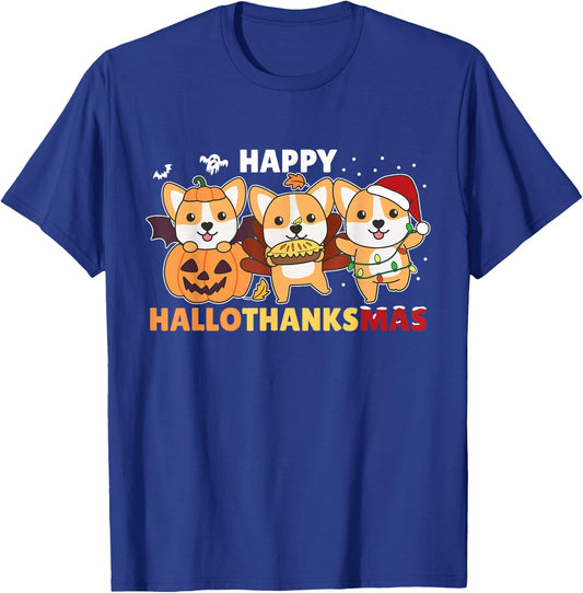 Corgi Christmas Halloween Costume Happy Hallothanksmas T-Shirt - T-Shirt | Royal