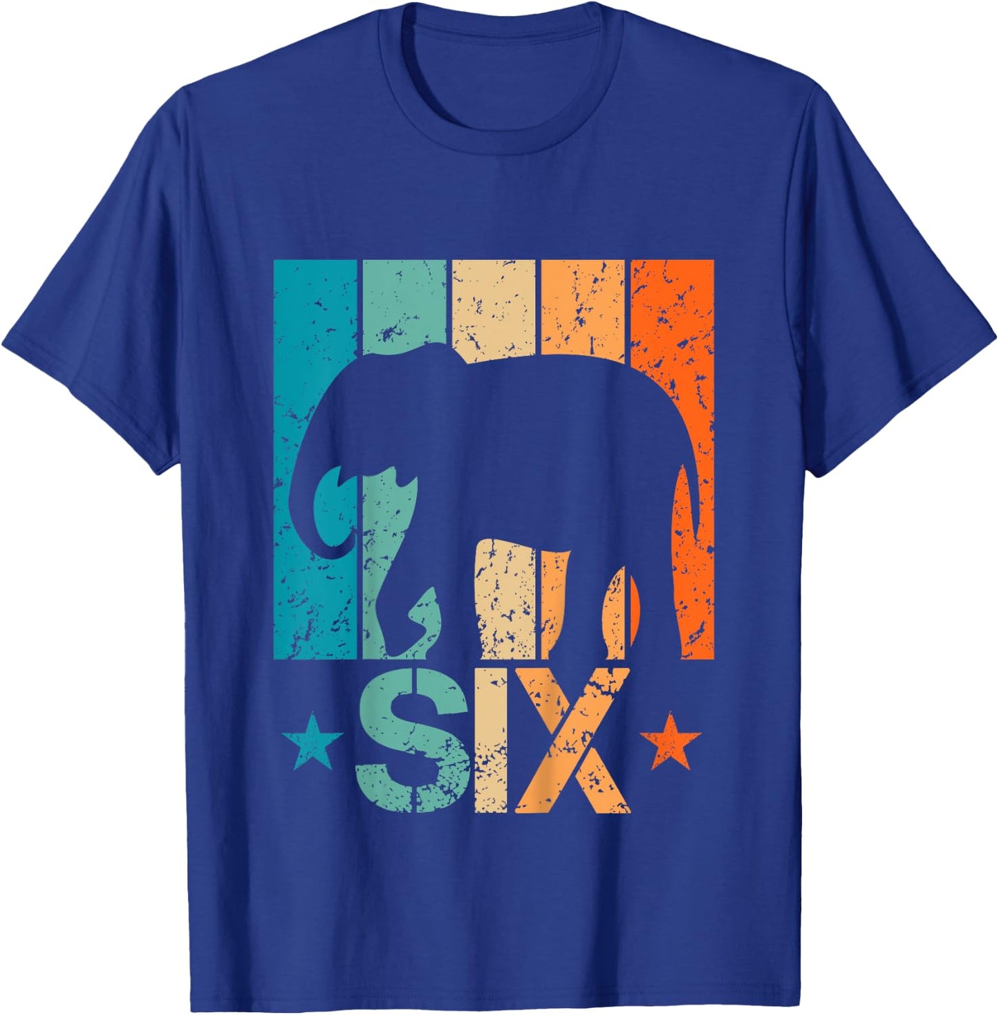 Funny 6th Elephant Birthday 6 Year Old Birthday Elephant T-Shirt - T-Shirt | Royal