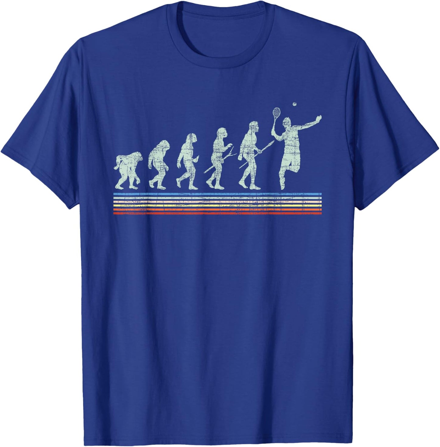 Retro Tennis Player Evolution - Racket Game Sports Lover T-Shirt - T-Shirt | Royal