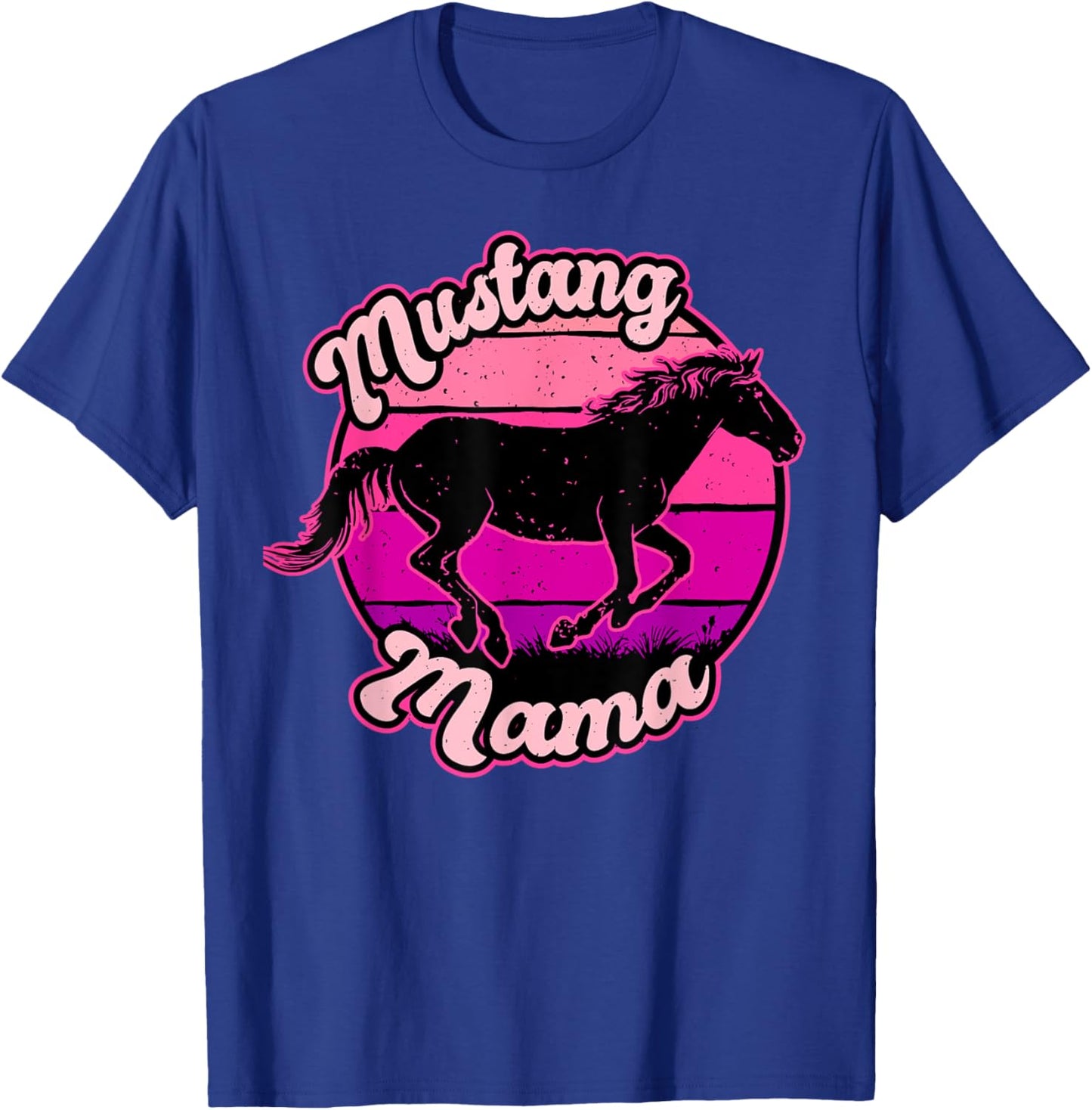 Mustang Mama, Mother Day, Mum, Horse Lover, Western, Retro T-Shirt - T-Shirt | Royal