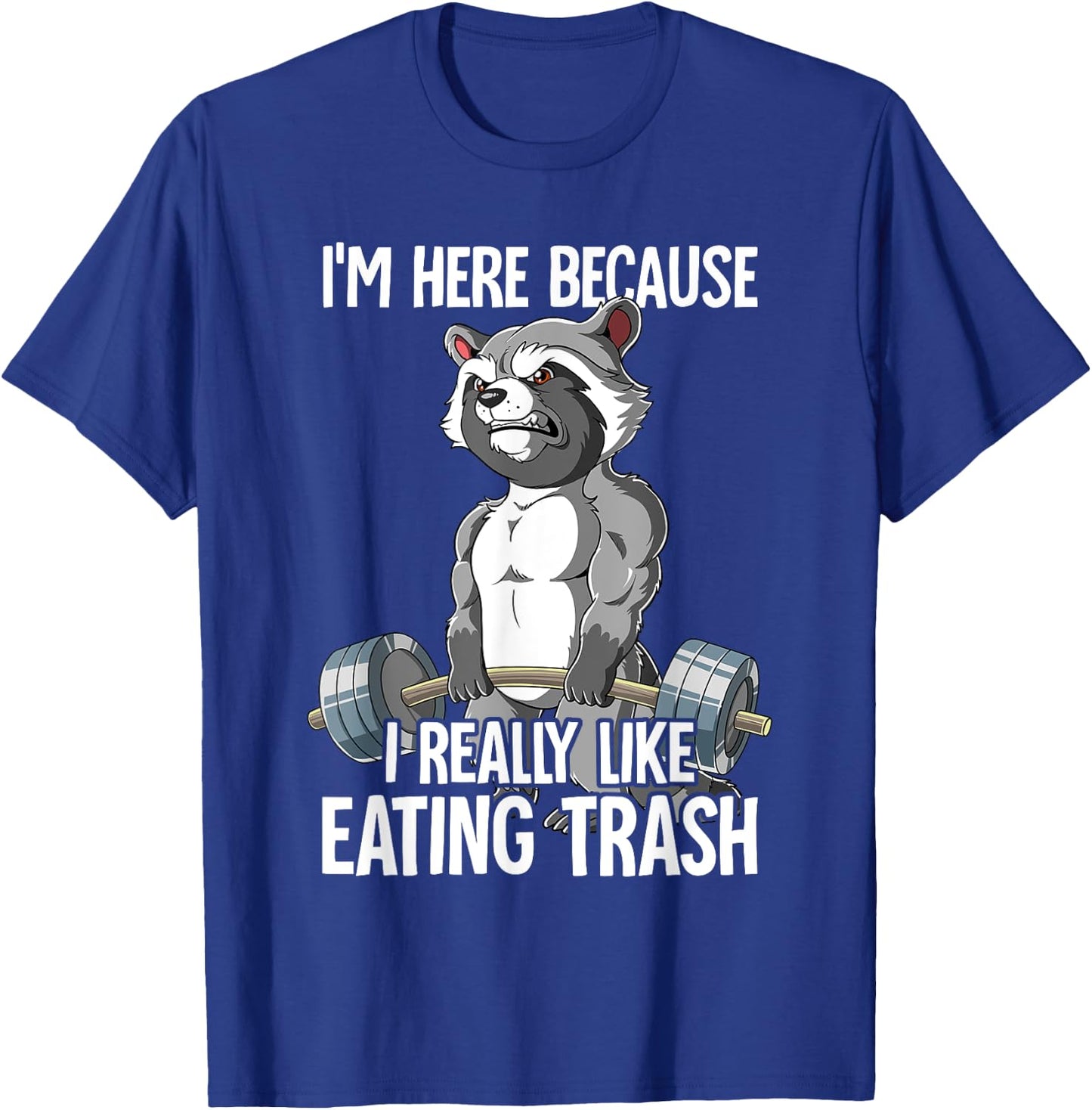 Raccoon Gym Weight Training Bodybuilder T-Shirt - T-Shirt | Royal