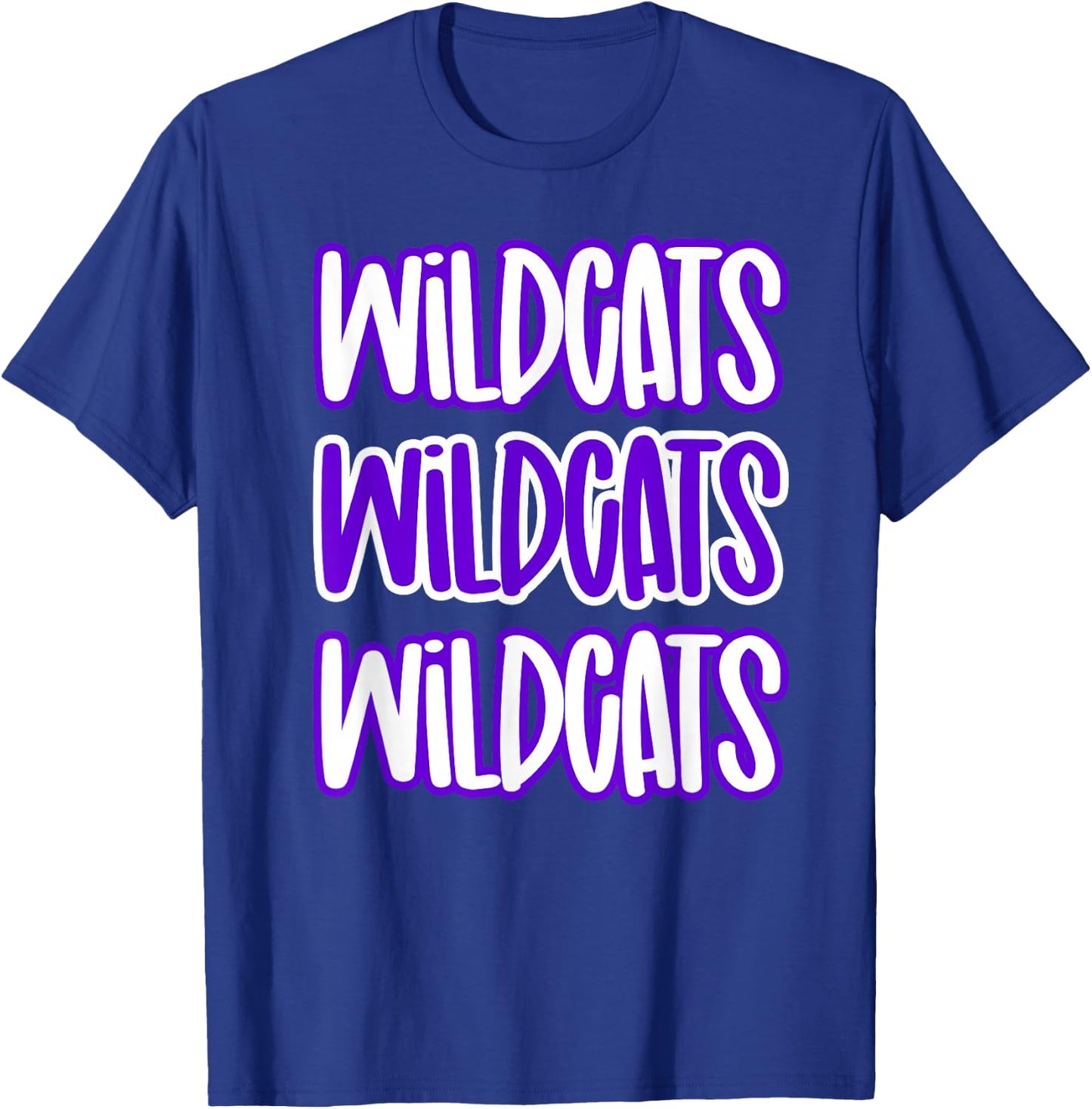 Wildcats Repeating School Spirit Purple White T-Shirt - T-Shirt | Royal
