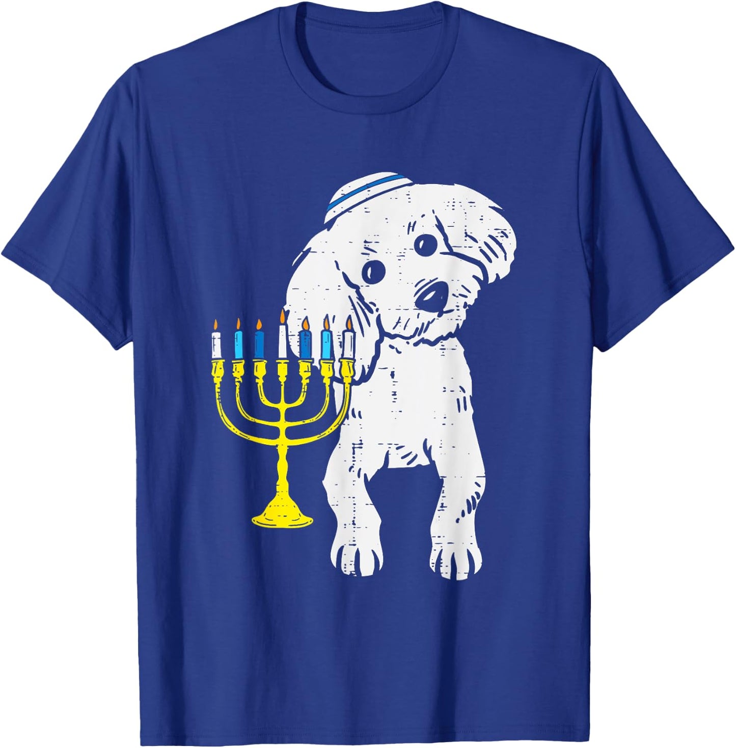 Jewish Poodle Dog Menorah Hanukkah Pajamas Chanukah PJs T-Shirt - T-Shirt | Royal