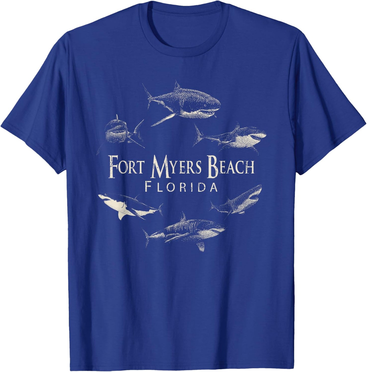 Fort Myers Beach Retro Fort Myers Beach Fl Shark Women Girls Kids T-Shirt - T-Shirt | Royal