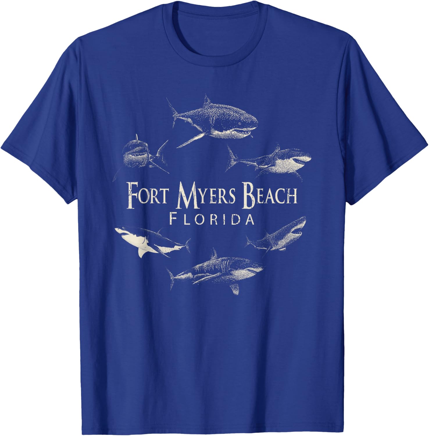 Fort Myers Beach Retro Fort Myers Beach Fl Shark Women Girls Kids T-Shirt - T-Shirt | Royal