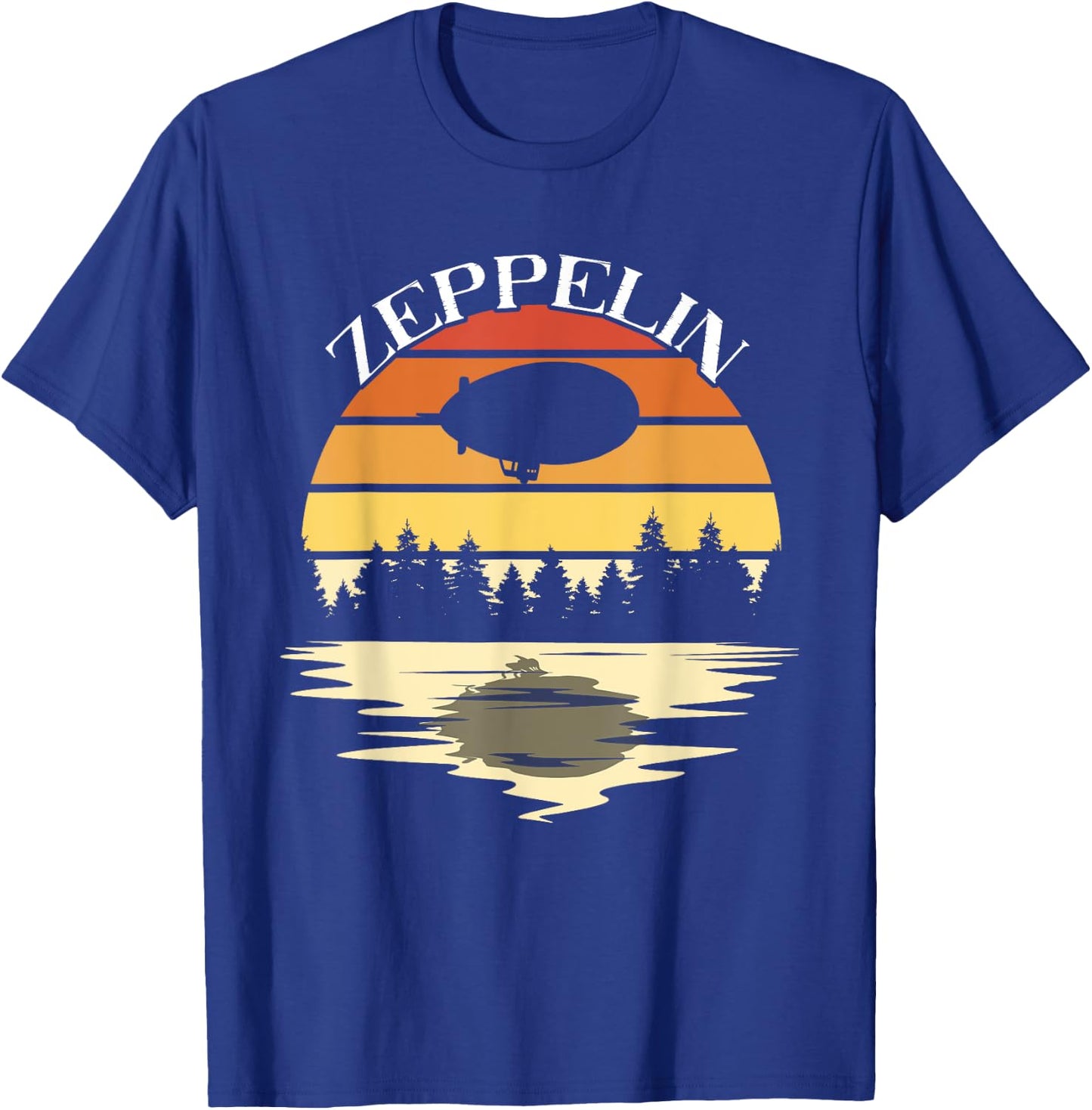 Zeppelin Retro Dirigible Landscape Blimp Zepelin Airship T-Shirt - T-Shirt | Royal