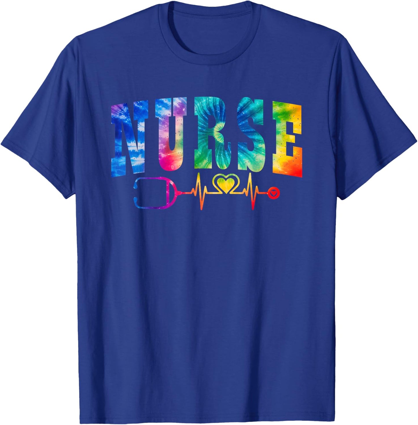 Nurse's Life Tie Dye Heart Stethoscope Nurse Week 2025 T-Shirt - T-Shirt | Royal
