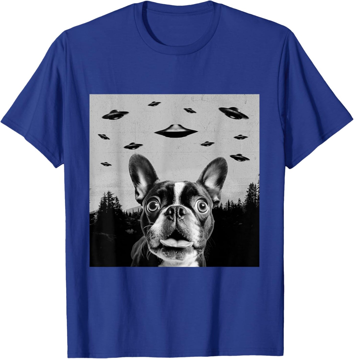 Alien UFO Funny Frenchton Dog Lover Men Women Kids T-Shirt - T-Shirt | Royal