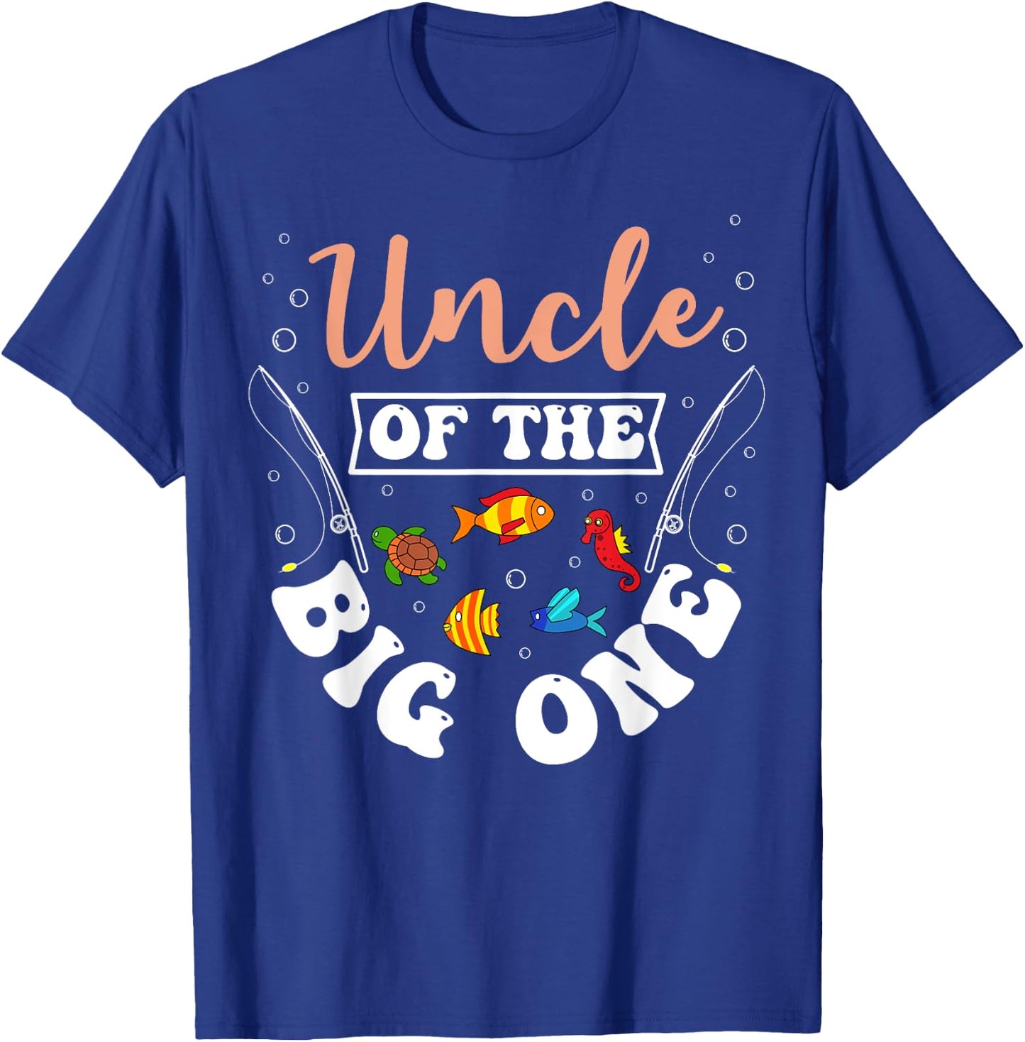 Uncle Of The Big One Fishing Birthday Party Bday Celebration T-Shirt - T-Shirt | Royal