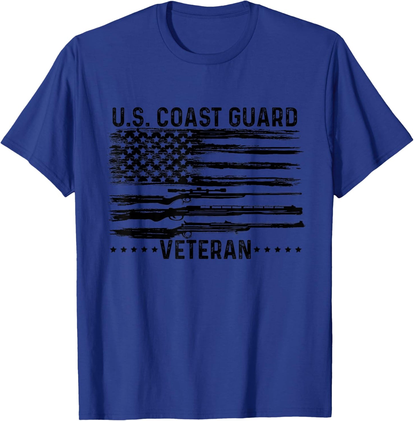 US Coast Guard Veteran USCG Distressed American Flag T-Shirt - T-Shirt | Royal