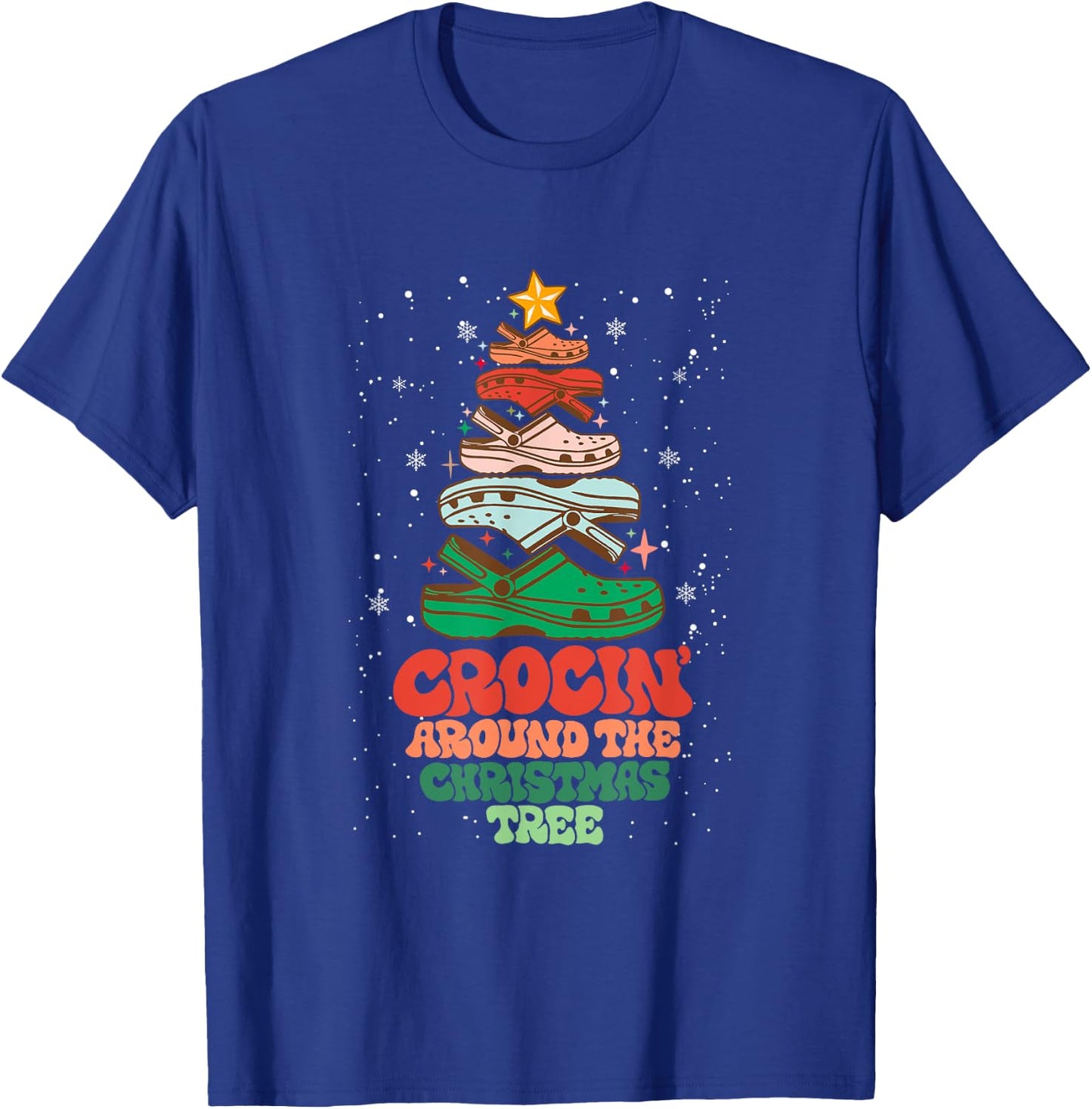 Funny Christmas Crocing Around The Christmas Tree Vintage T-Shirt - T-Shirt | Royal