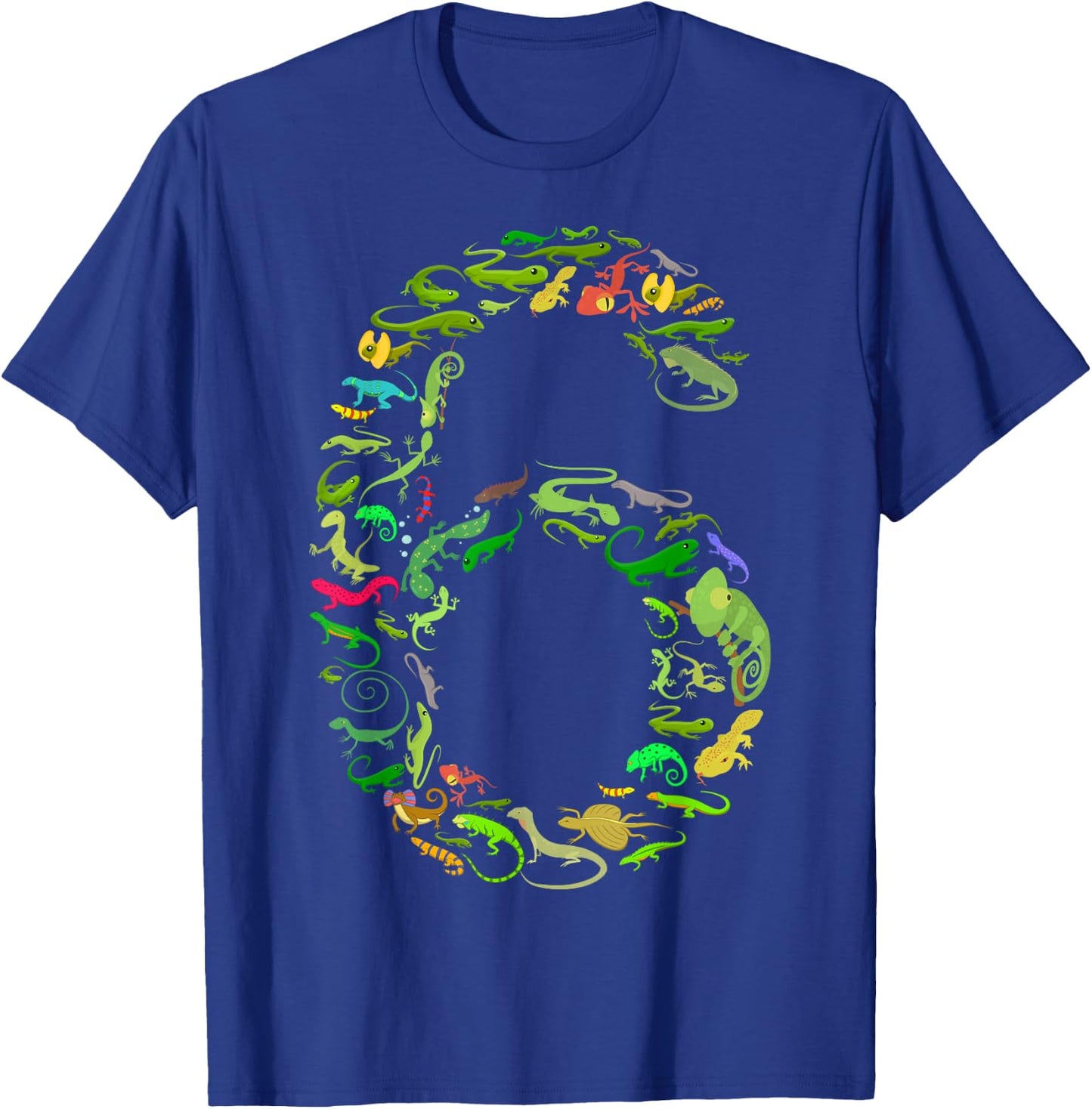 6th Birthday Lizard Reptile Birthday Party 6 Year Old T-Shirt - T-Shirt | Royal